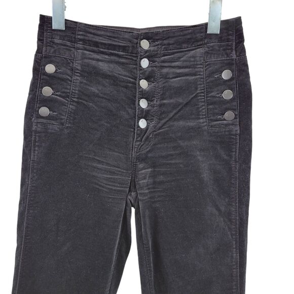 J Brand Natasha Sky High Skinny Pants Size 26 Black Velvet Exposed Button Fly - Picture 3 of 12